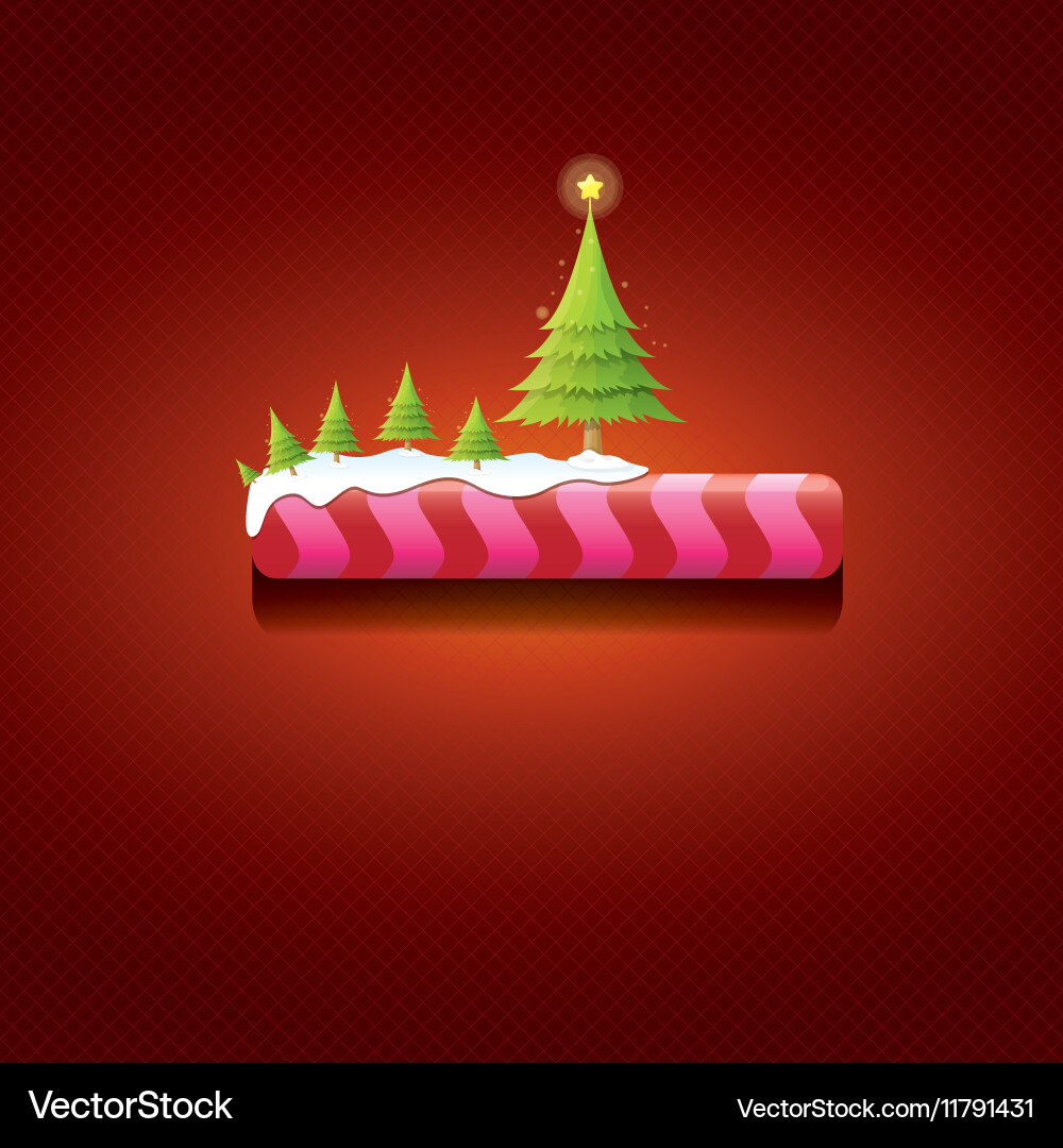 Christmas button with tree Vector Image