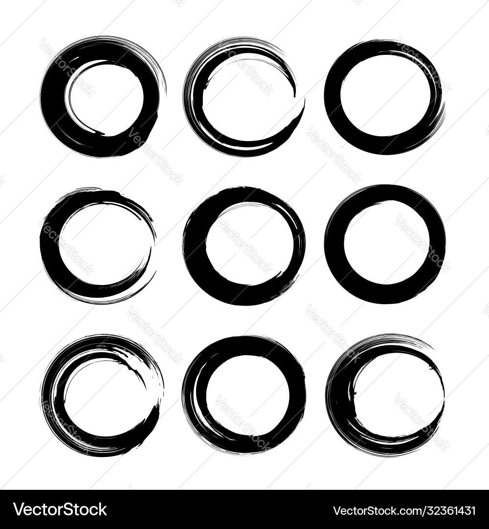 Circles from expressive textured smears set Vector Image