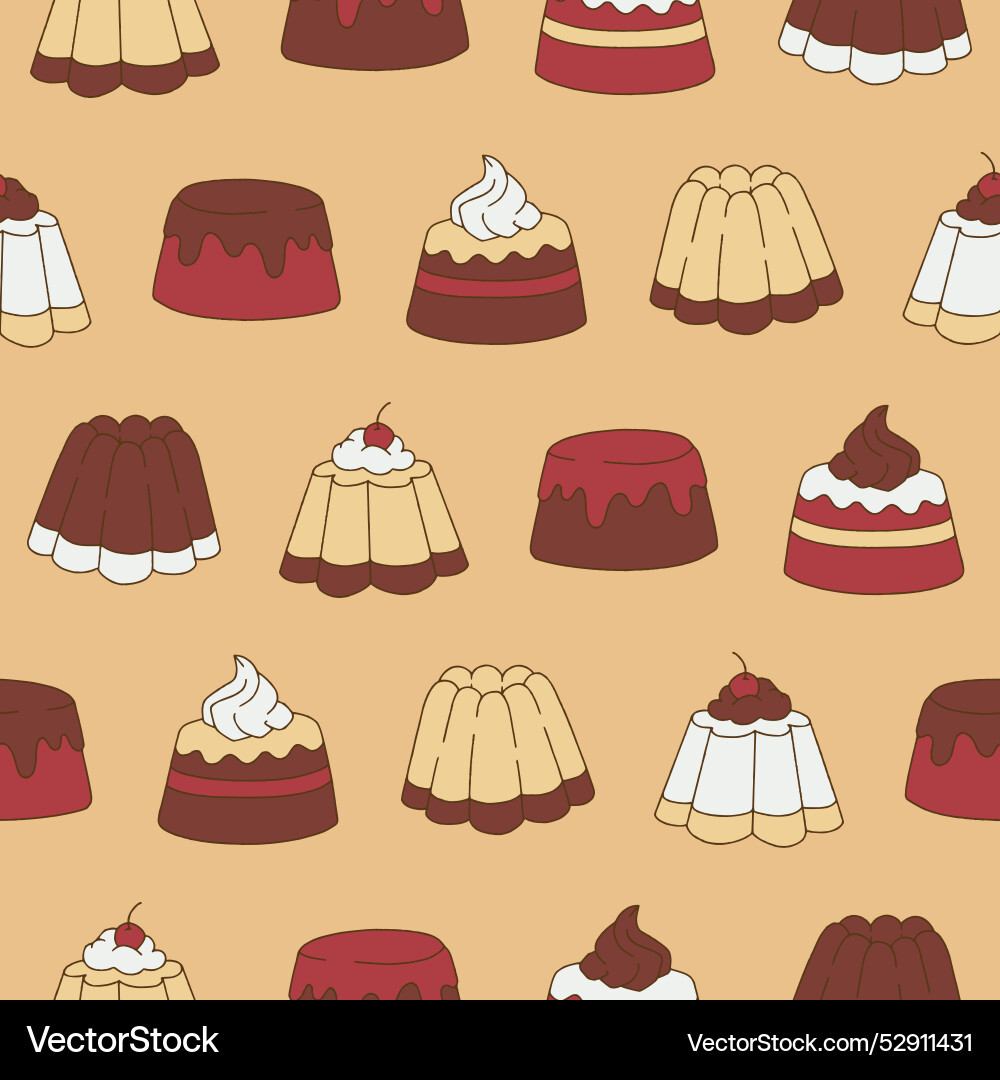 Collection of pudding seamless pattern for print Collection of pudding seamless pattern for print vector image