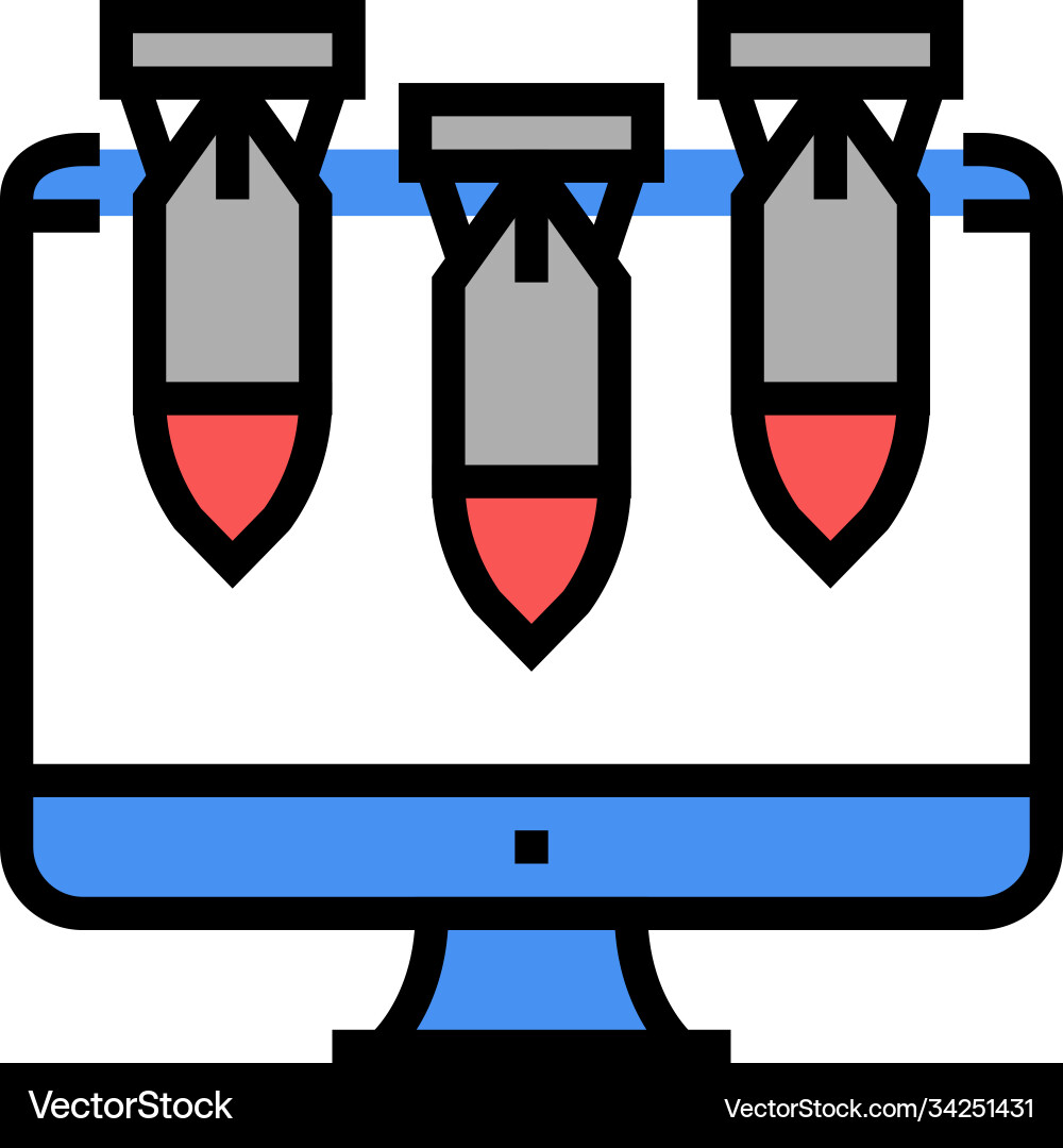 Computer attack color icon Vector Image