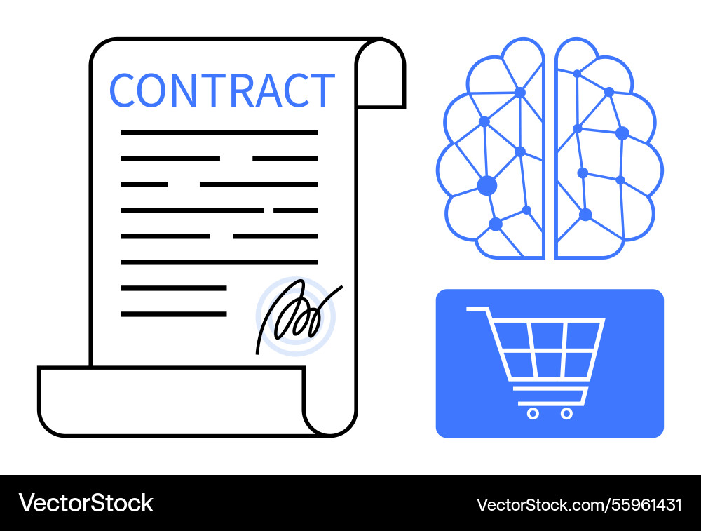 Contract artificial intelligence and online Contract artificial intelligence and online vector image