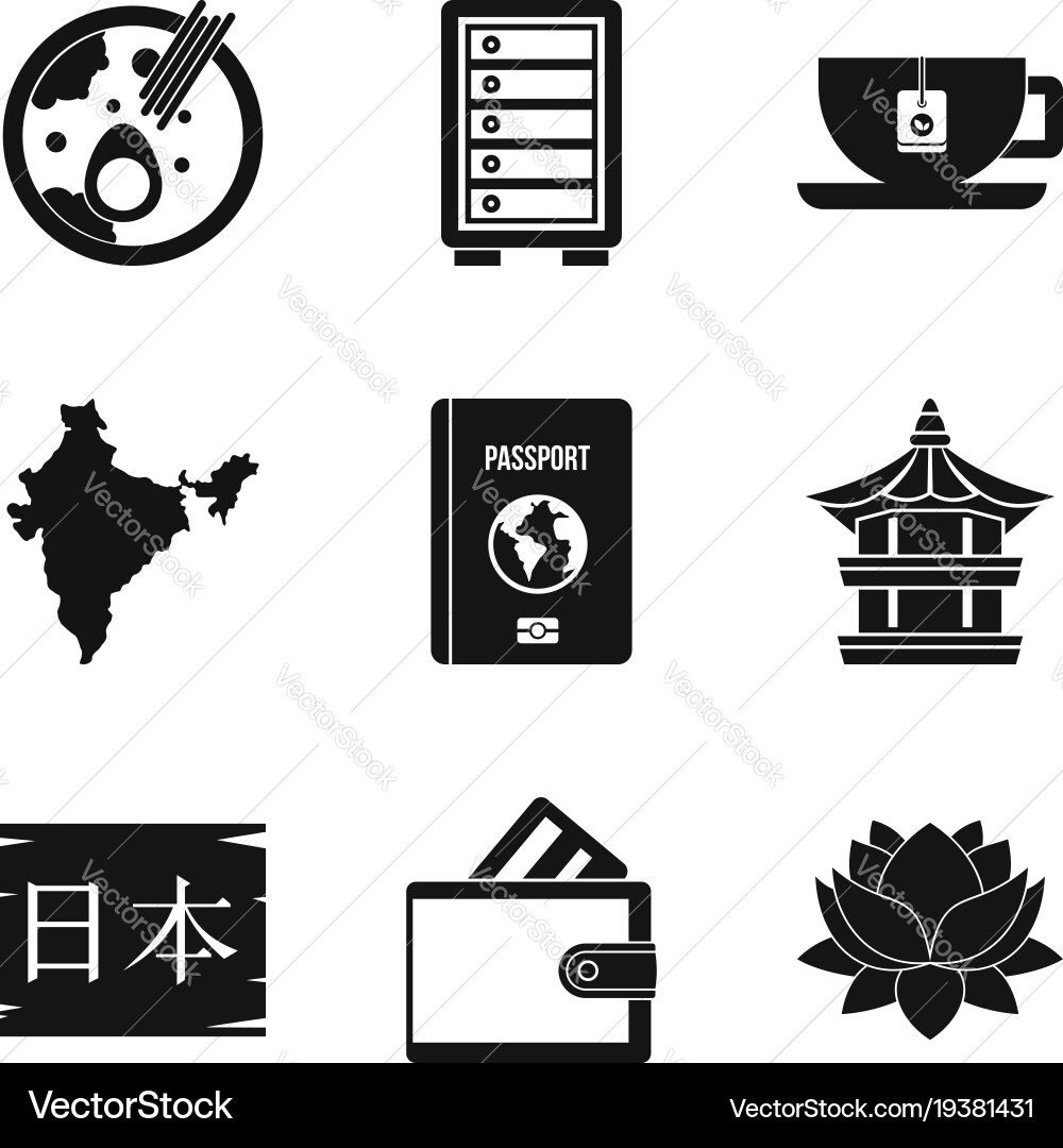 Course icons set simple style Vector Image