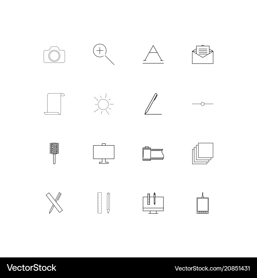 Creative process and design linear thin icons set Vector Image