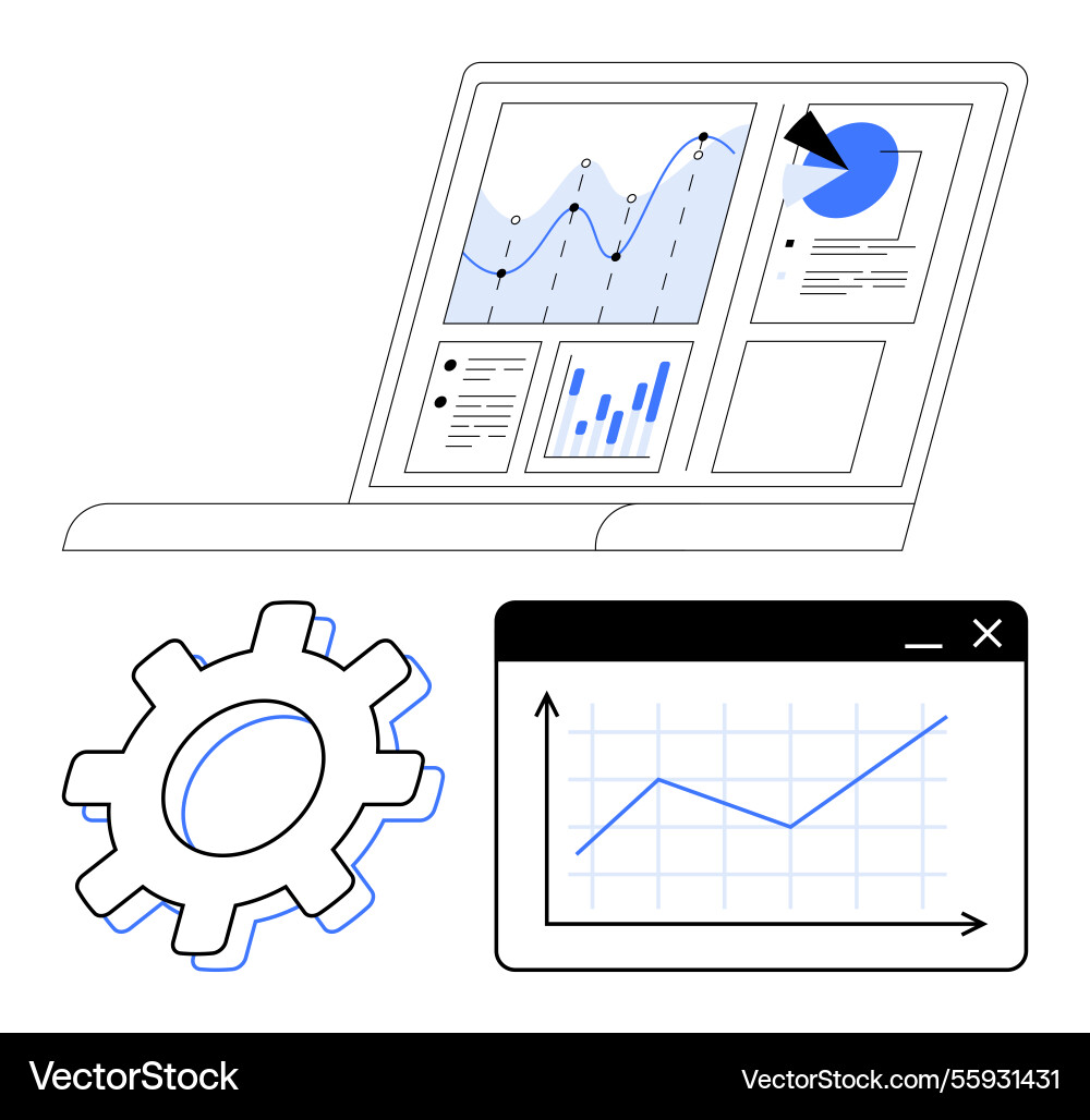 Data analytics tools with charts and graphs Data analytics tools with charts and graphs vector image
