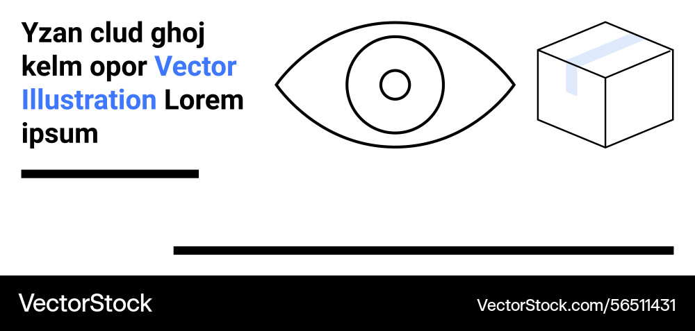 Eye symbol text elements and 3d cube shape vector image