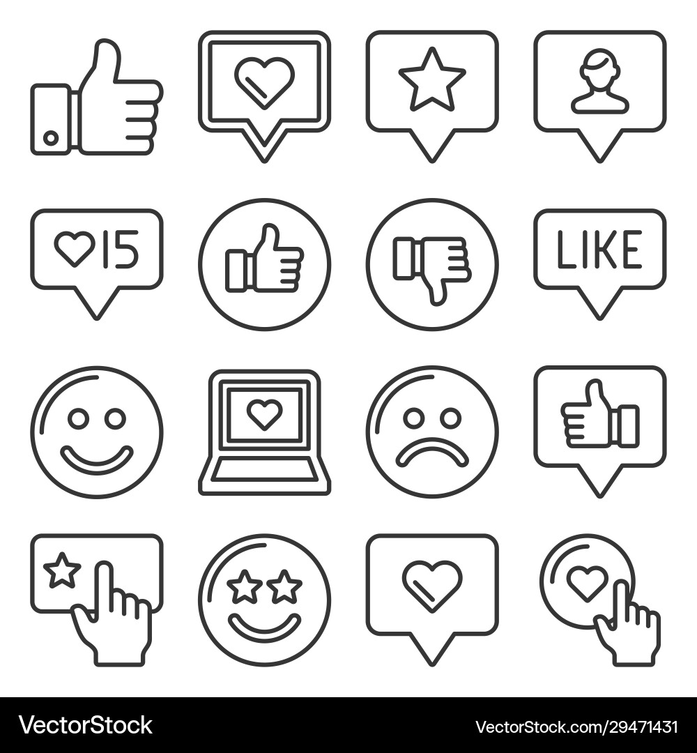 Feedback and like icons set line style Feedback and like icons set line style vector image