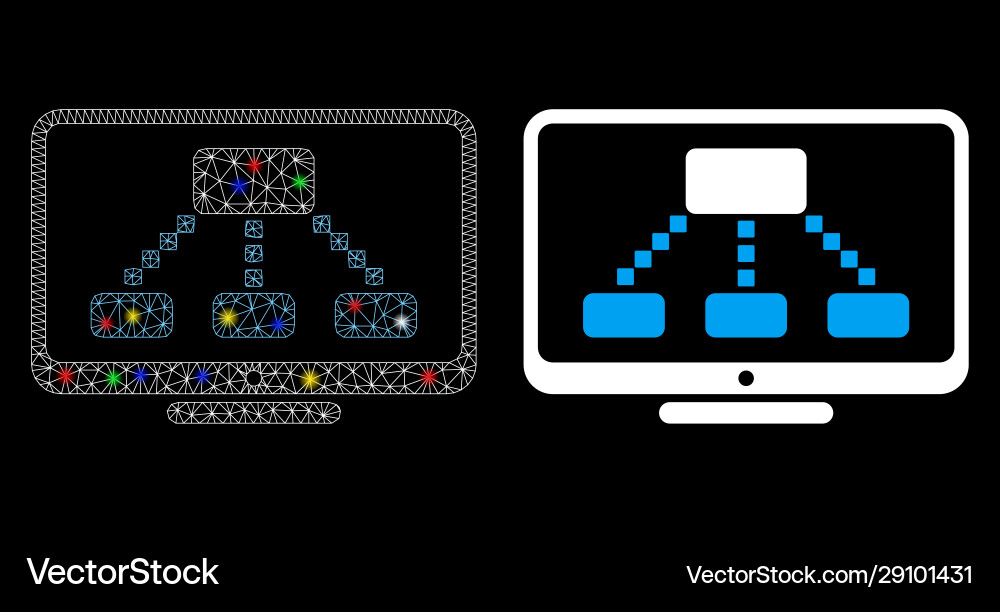 Flare mesh 2d hierarchy monitor icon with Flare mesh 2d hierarchy monitor icon with vector image
