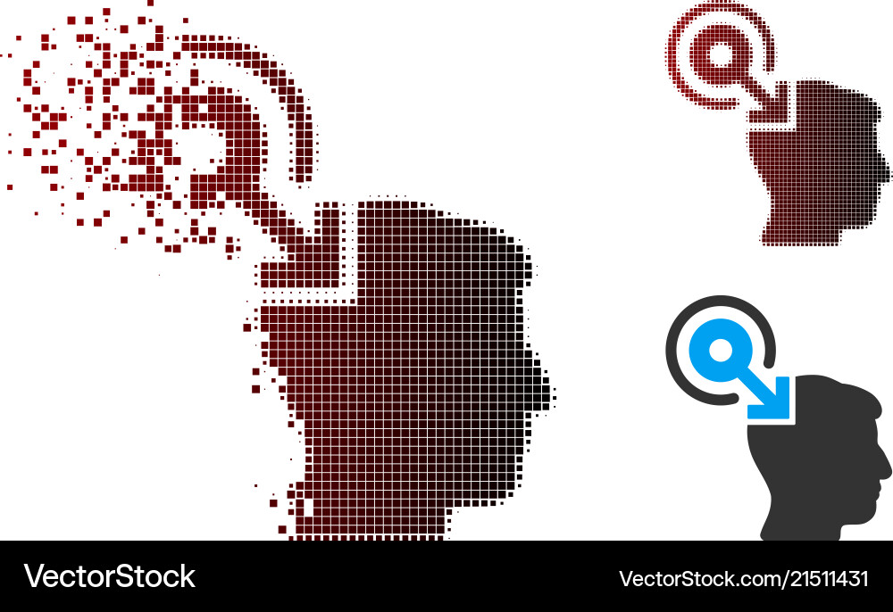 Fractured pixel halftone brain interface plug-in Fractured pixel halftone brain interface plug-in vector image
