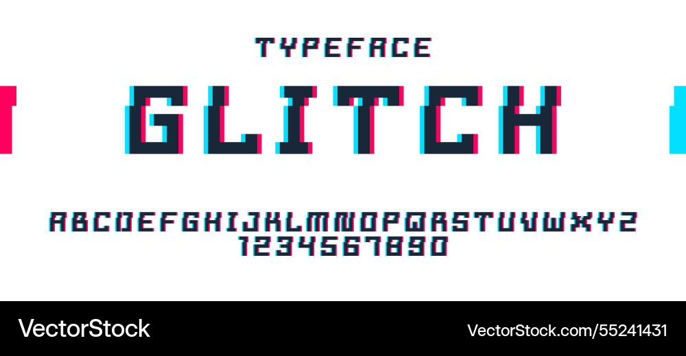 Glitch noisy geometric font in analog style Glitch noisy geometric font in analog style vector image