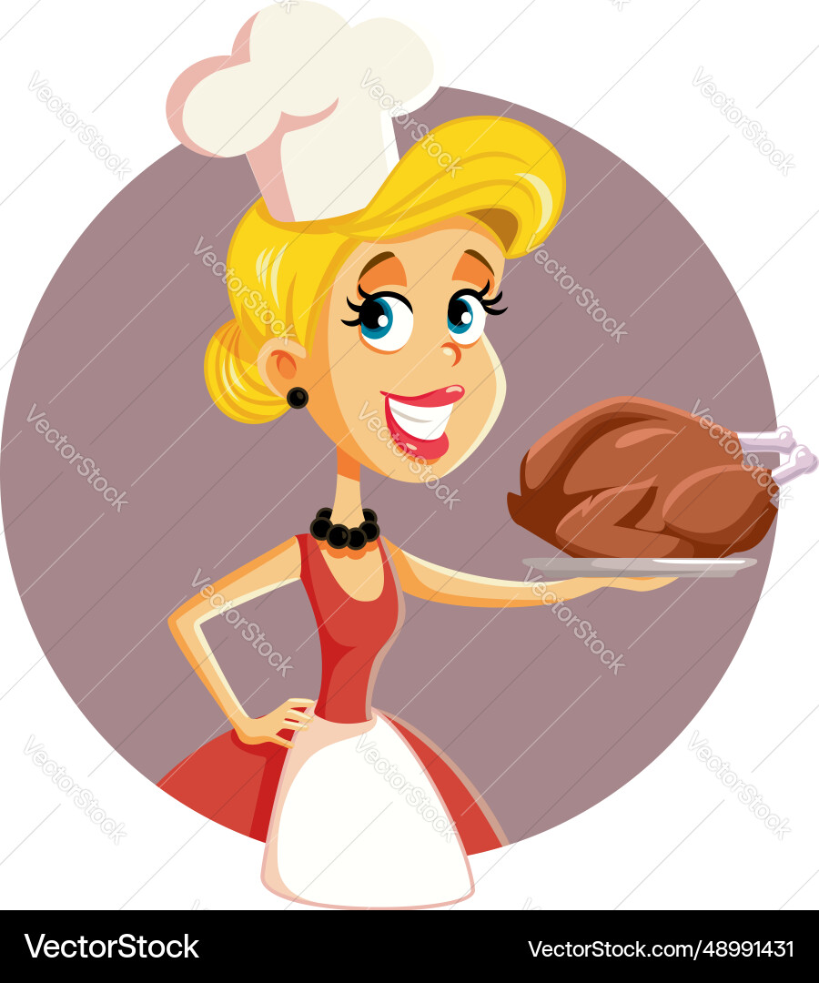 Home cook holding a thanksgiving roasted turkey Home cook holding a thanksgiving roasted turkey vector image