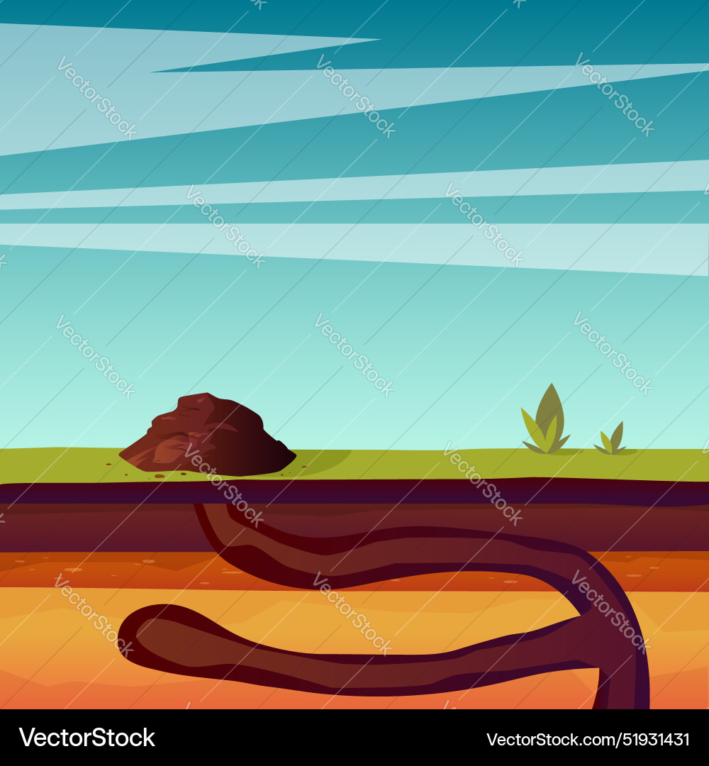 Mole underground in a hole cartoon Royalty Free Vector Image