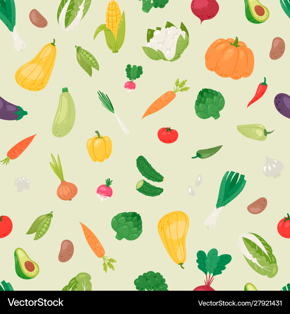 Organic vegetables seamless pattern Organic vegetables seamless pattern vector image
