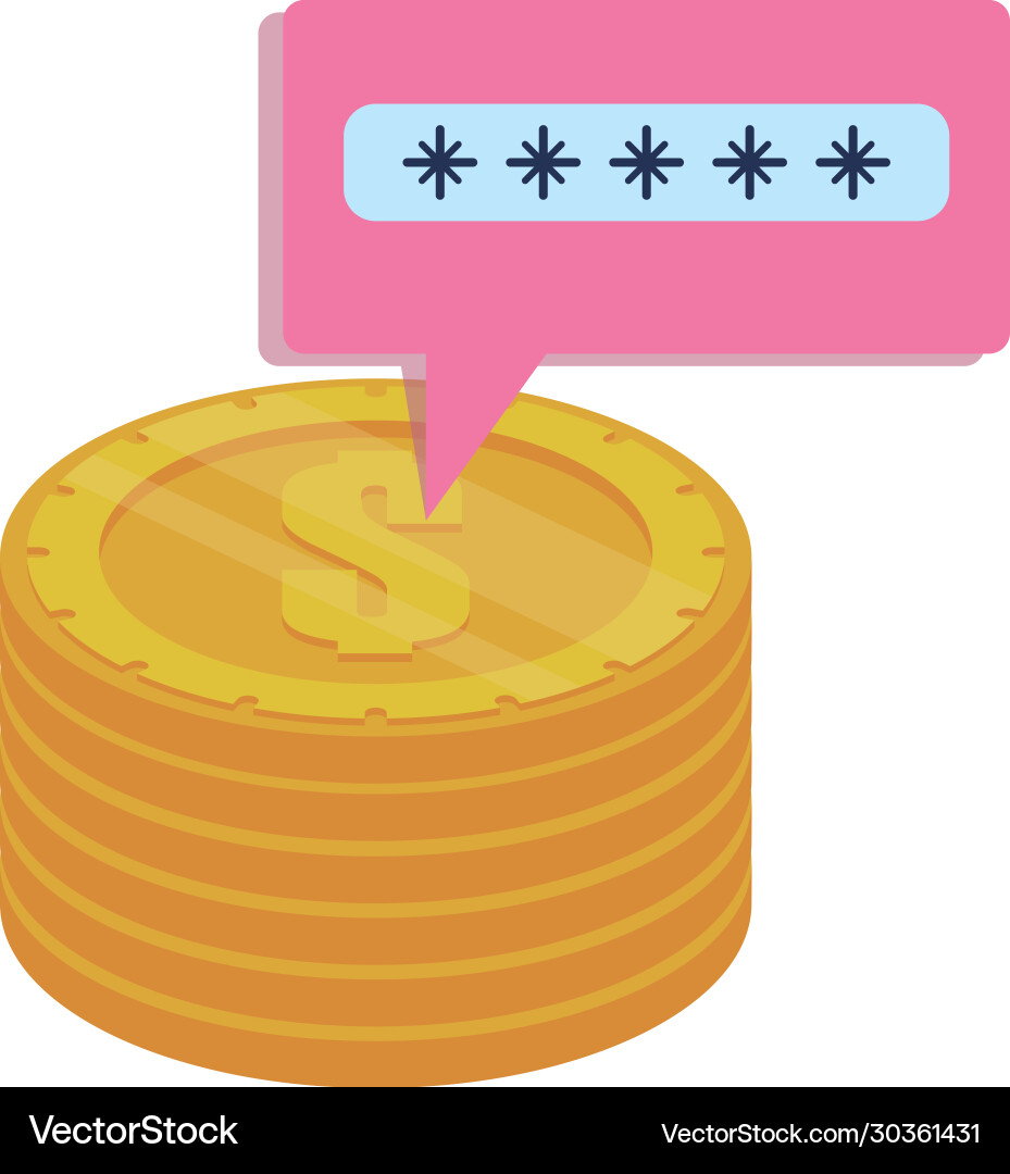 Password in speech bubble and coins vector image