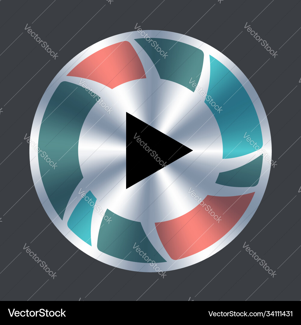 Play web button metallic and color Vector Image