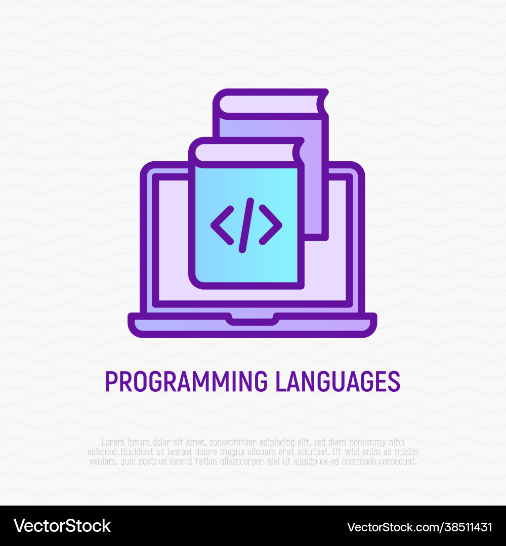 Programming languages thin line icons vector image