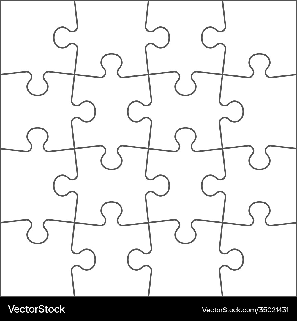 Puzzle shape realistic jigsaw pieces blank vector image