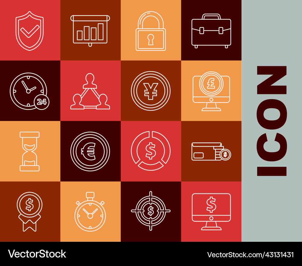 Set line computer monitor with dollar symbol Set line computer monitor with dollar symbol vector image