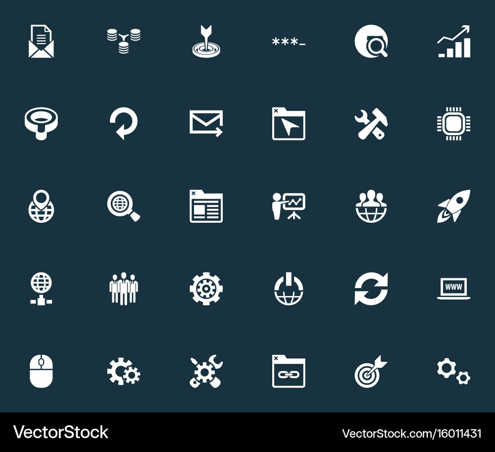 Set of simple search icons elements globe letter vector image