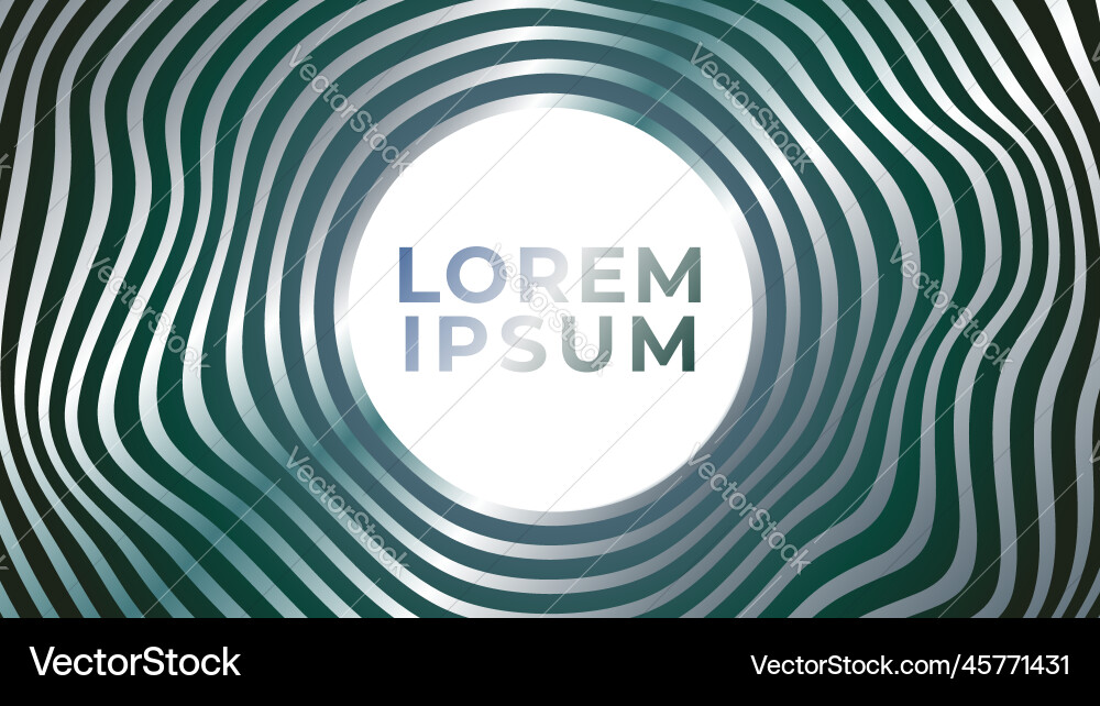 Silver circle with wavy stripe lines abstract vector image