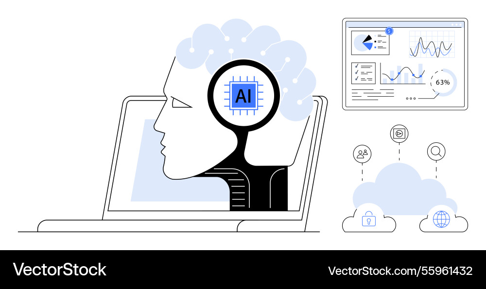 Artificial intelligence and data analysis concept Artificial intelligence and data analysis concept vector image