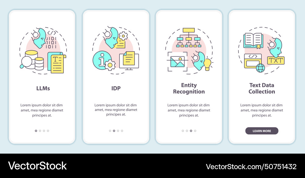 Artificial text processing onboarding mobile app Artificial text processing onboarding mobile app vector image