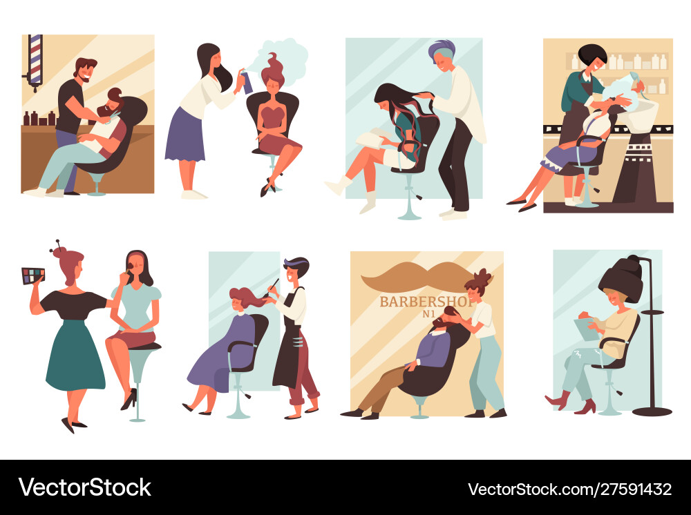 Barbershop oder Friseursalon Männer und Frauen Friseur Barbershop oder Friseursalon Männer und Frauen Friseur vektorbild