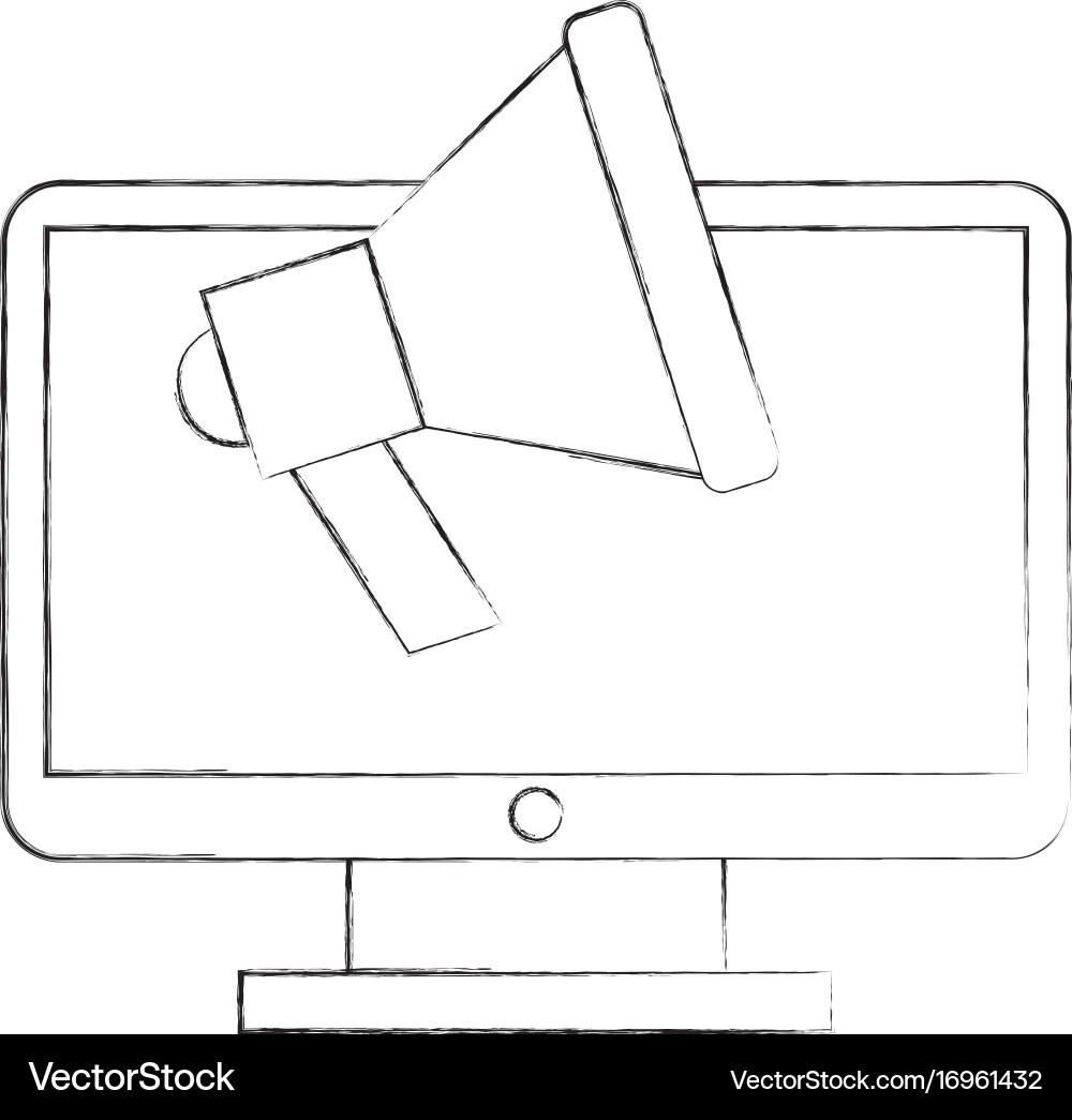 Computer desktop with megaphone Vector Image
