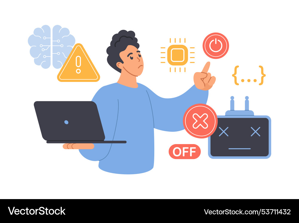 Control and refusal to use ai services tiny man Control and refusal to use ai services tiny man vector image