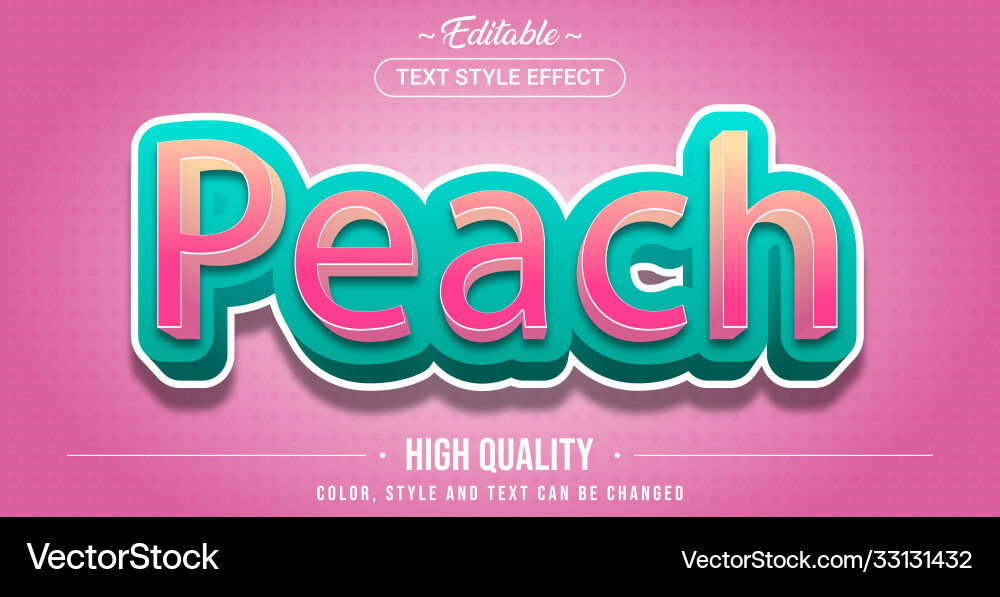 Editable text style effect - peach theme Vector Image