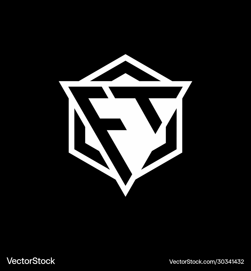 Ft logo monogram with triangle and hexagon shape Ft logo monogram with triangle and hexagon shape vector image