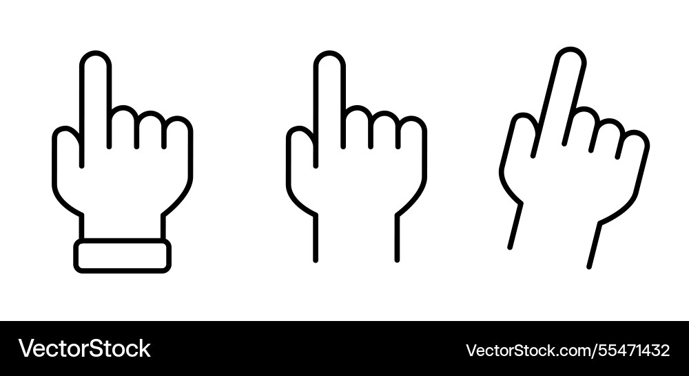 Hand cursor click touch here button pointing vector image