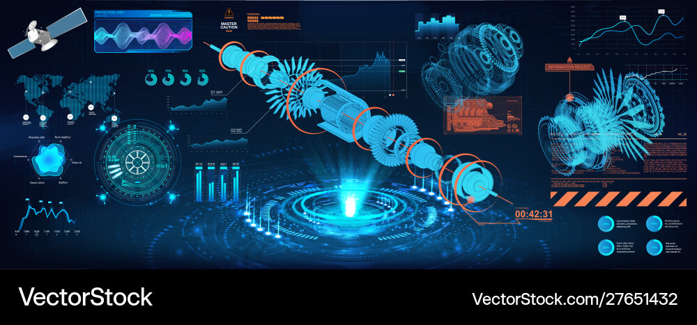 Head up display - project holograms mechanisms vector image