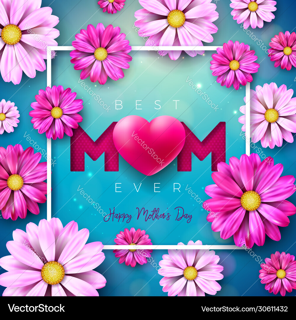 I love you mom happy mothers day greeting card vector image