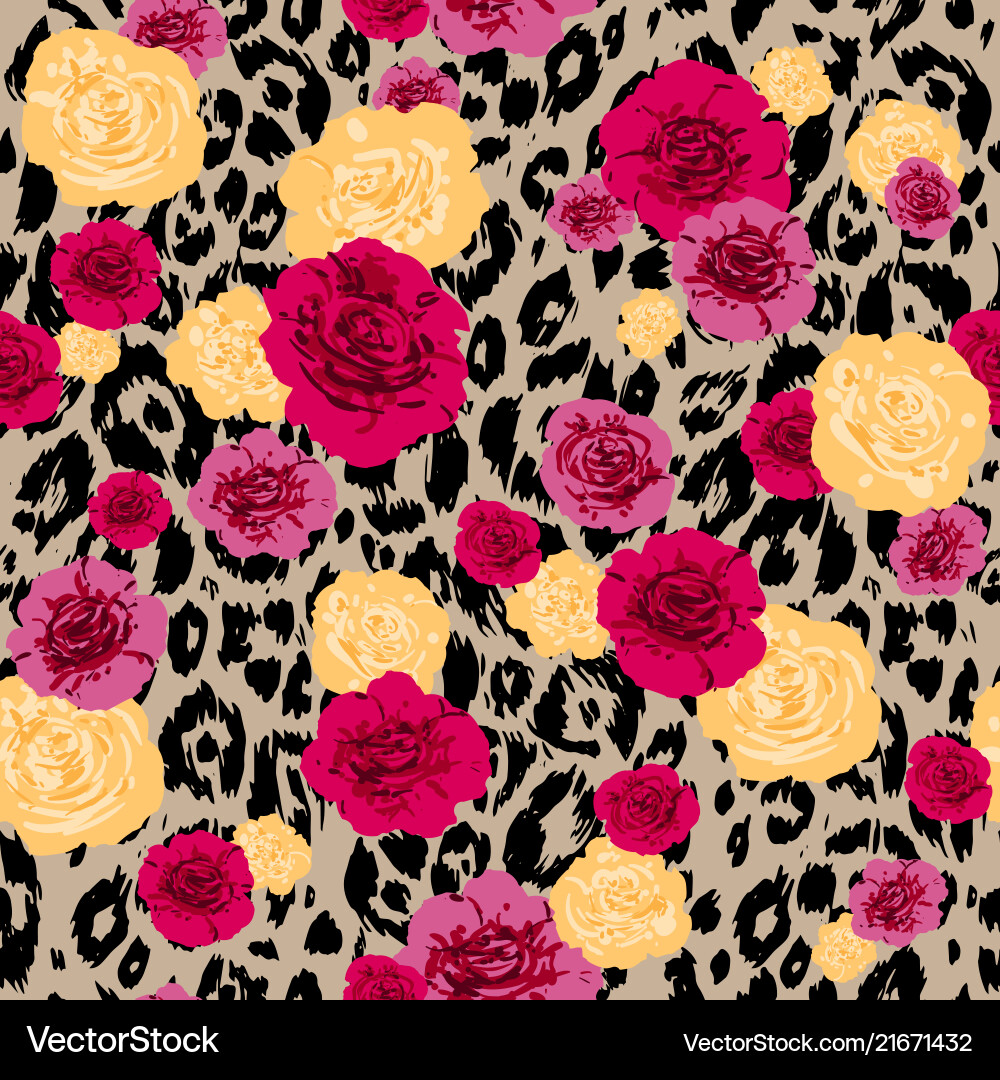 Leopard Floral Pattern Leopard Floral Pattern vector image