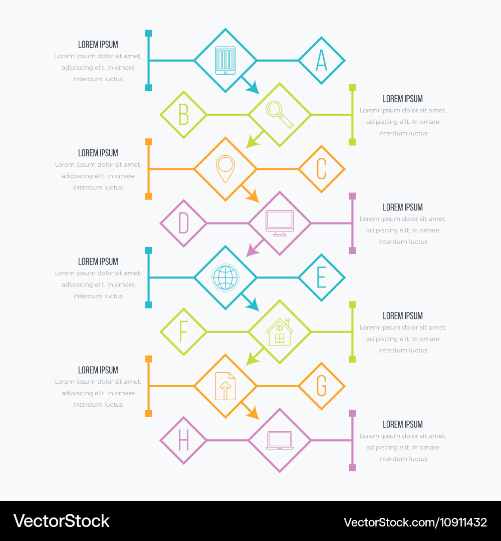 Linear Step Chart Element Vector Image
