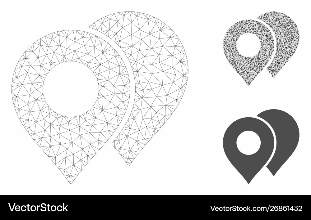Map markers mesh wire frame model Map markers mesh wire frame model vector image