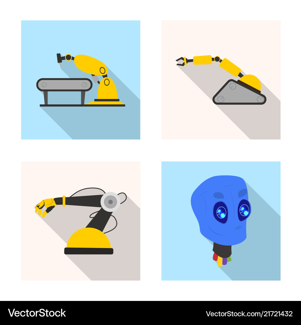 Robot and factory symbol Robot and factory symbol vector image