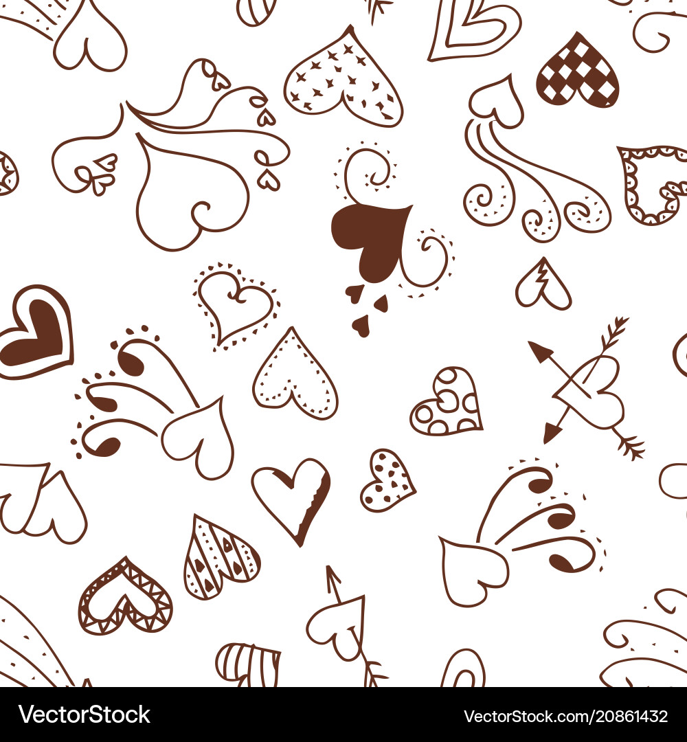 Seamless pattern background with boho hearts Seamless pattern background with boho hearts vector image