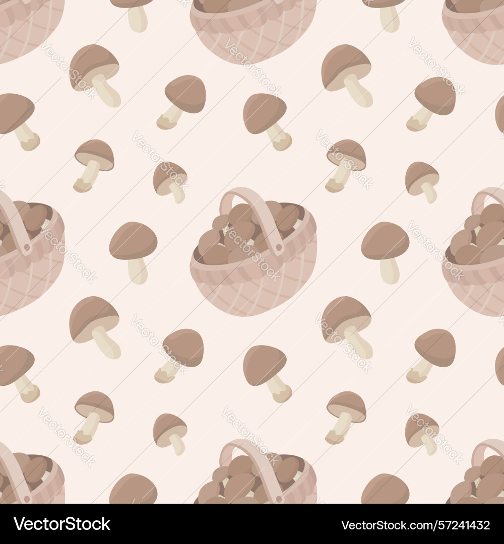 Seamless pattern with mushrooms and baskets Vector Image