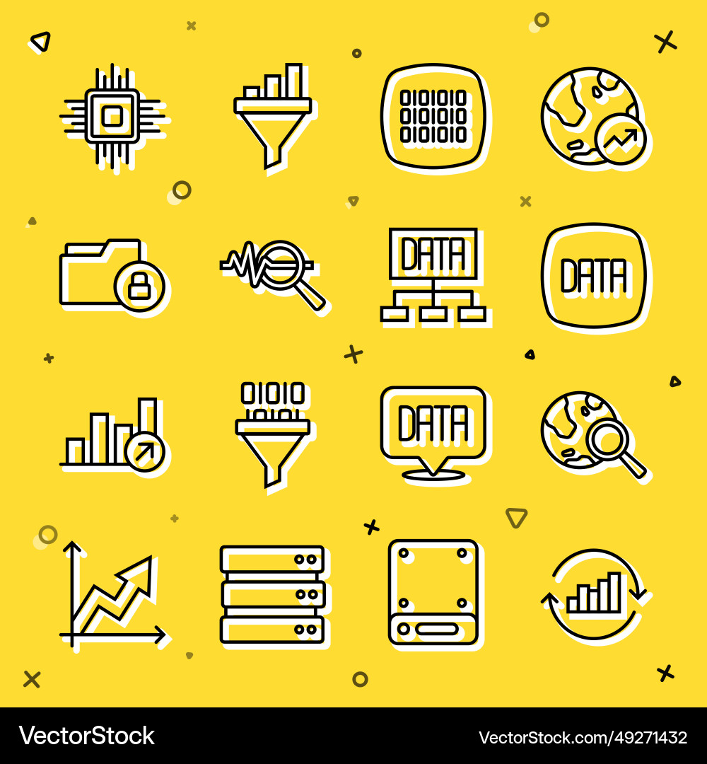 Set line pie chart infographic search globe data Set line pie chart infographic search globe data vector image