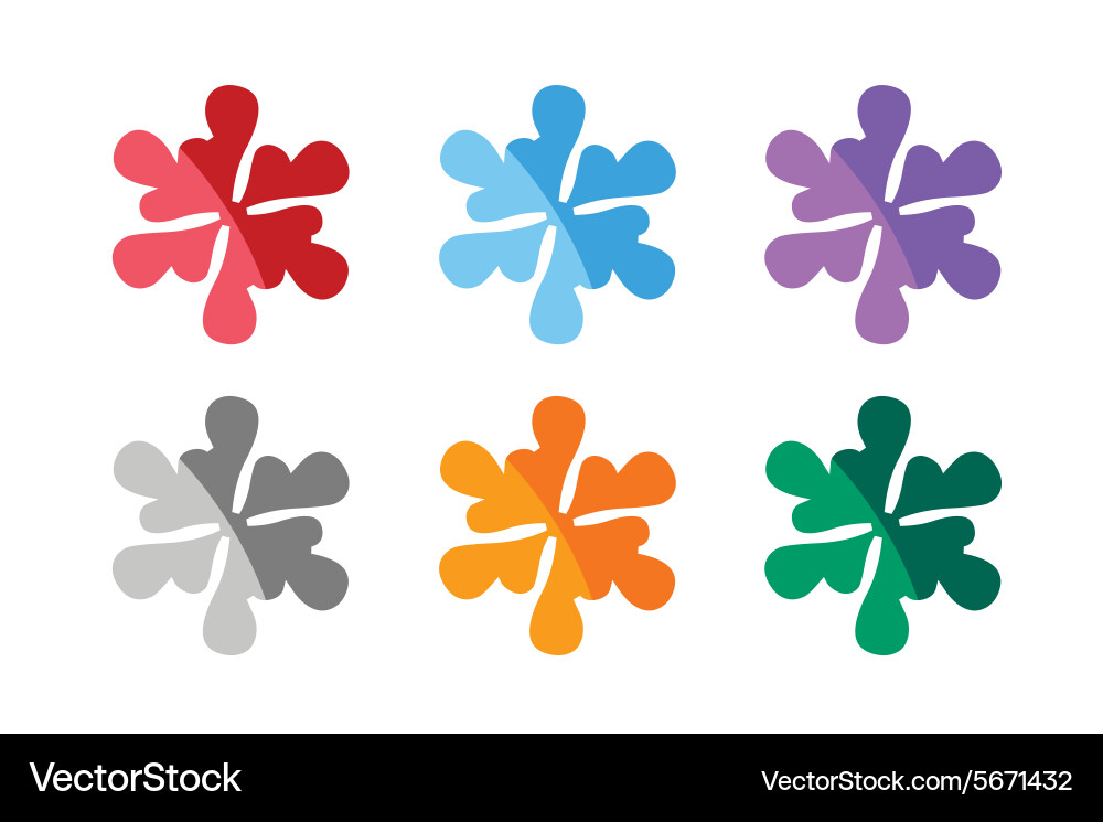 Snowflake shape logo icons set Vector Image