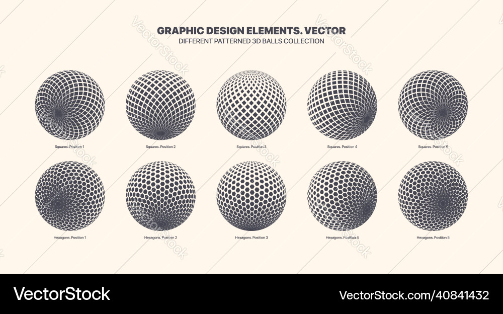 Verschiedene Positionen 3d Kugeln mit Quadrat Verschiedene Positionen 3d Kugeln mit Quadrat vektorbild