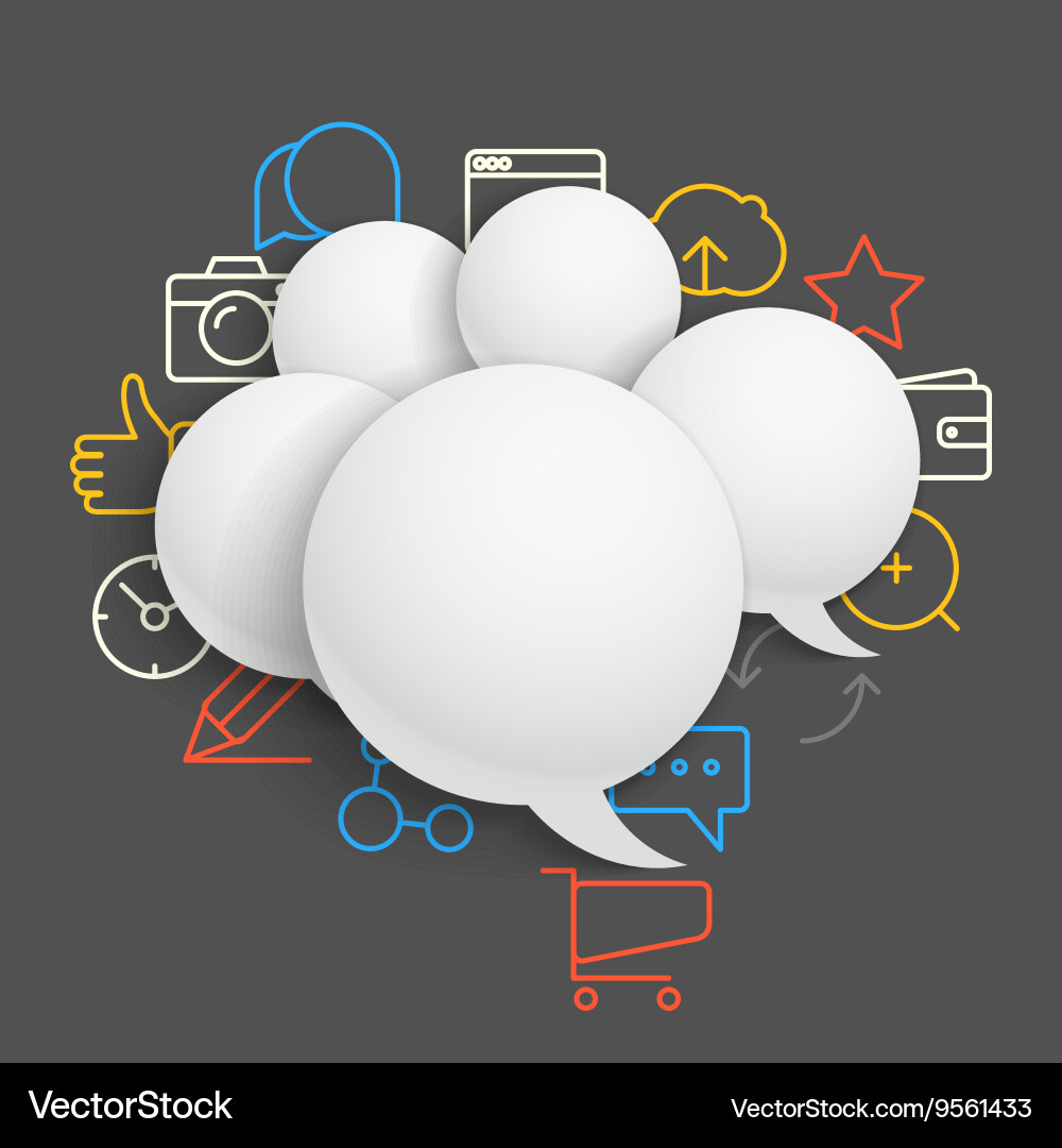 Abstract composition of speech clouds with modern Vector Image