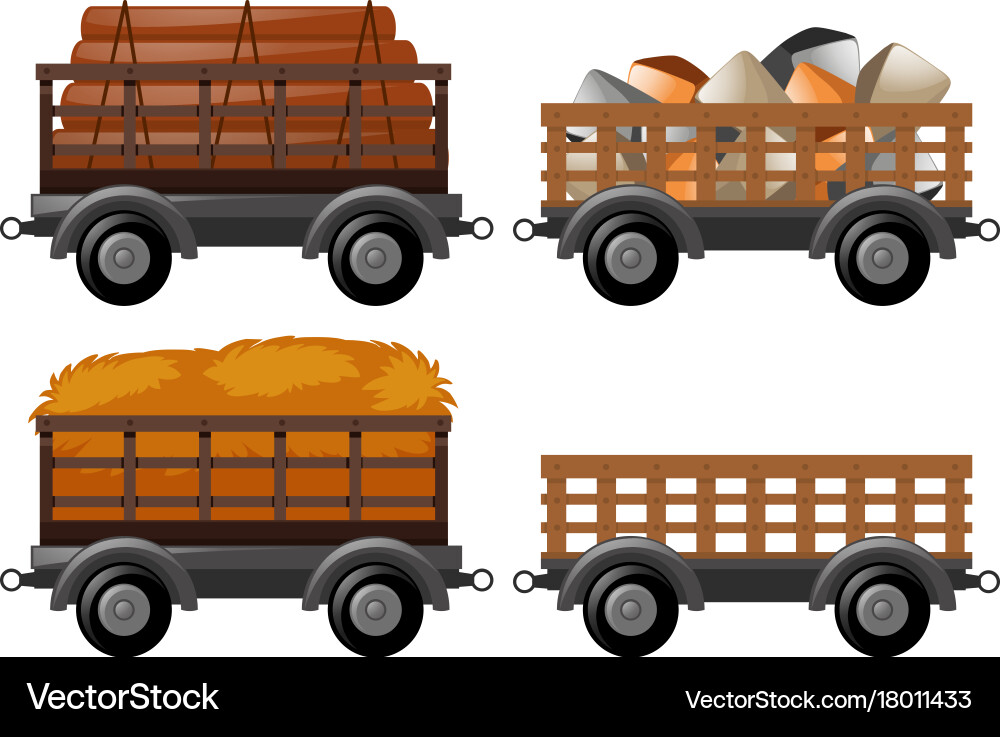 Carriage carts loaded with different objects vector image