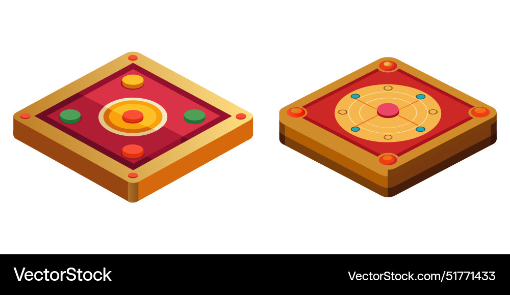 Carrom Set isolierte Wohnung auf weißem Hintergrund Carrom Set isolierte Wohnung auf weißem Hintergrund vektorbild