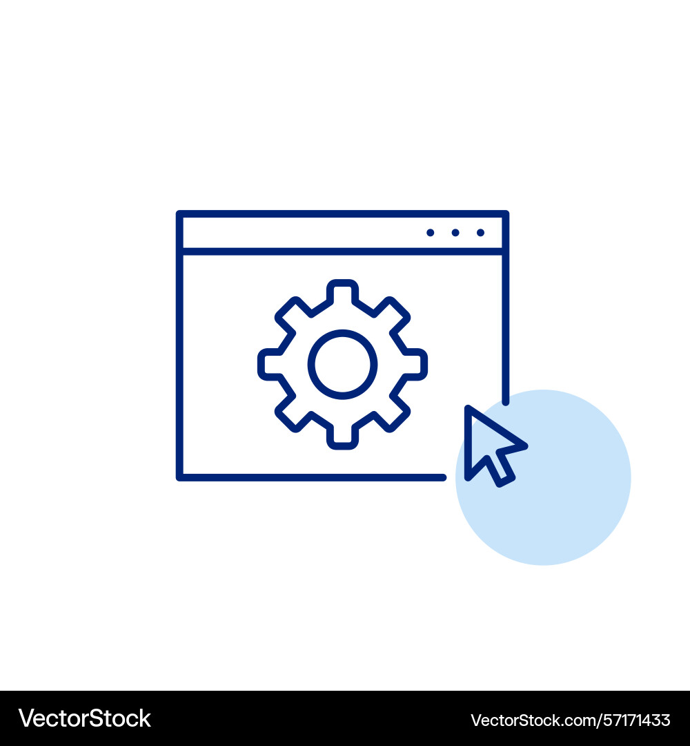 Cogwheel on web page and mouse click Cogwheel on web page and mouse click vector image