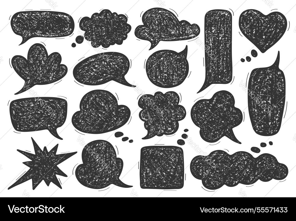 Crayon bubble speech set hand drawn grunge doodle Crayon bubble speech set hand drawn grunge doodle vector image