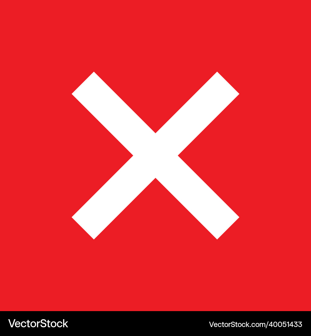 Cross mark icon x sign simple error design false Cross mark icon x sign simple error design false Vector Image
