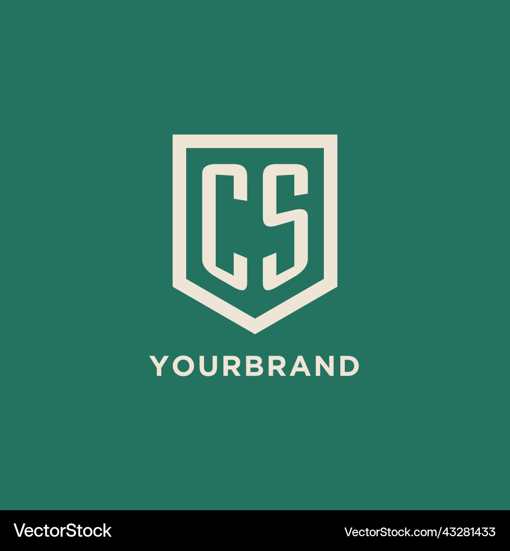 Cs initial logo monogram shield geometric shape vector image