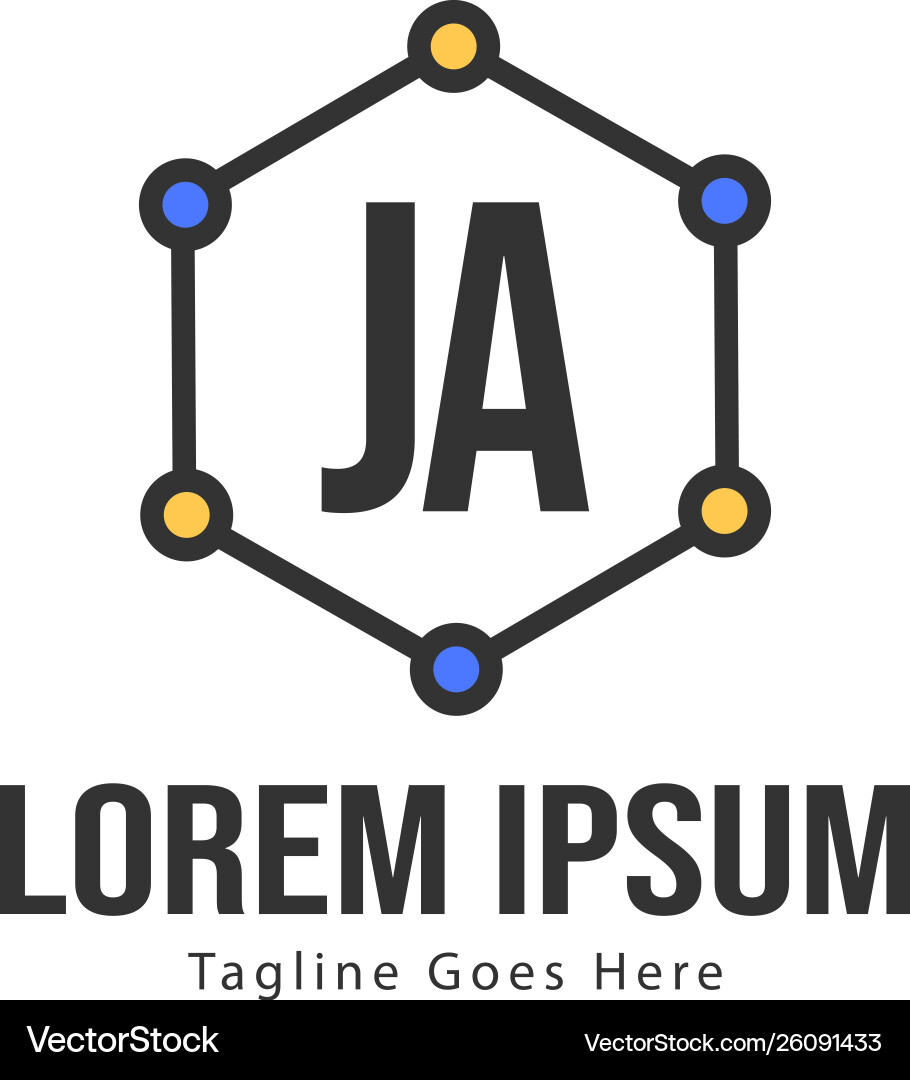 Initial ja logo template with modern frame Vector Image